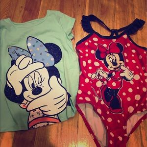 3t MINNIE bathing suit and tee Disney
